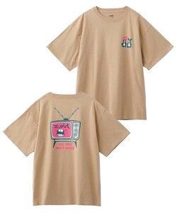 数回着用☆エックスガール☆CARTOON S/S MENS TEE☆定価5500円☆サイズ1☆X-girl☆ブラウンベージュ系☆Tシャツ