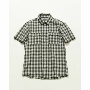 美品 LOUNGE LIZARD シャツ 半袖 チェック コットン ポケット付き 春夏 メンズ 白/黒 1 m0052-05-001