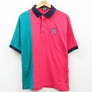 XL/古着 半袖 ポロ シャツ メンズ 90s ゴルフ ツートンカラー コットン 濃ピンク系他 23jun19 中古 トップス 2OF