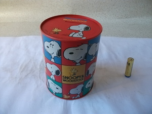 希少 レア 当時物 スヌーピー＆ウッドストック SNOOPY ＆ WOODSTOCK 缶型 貯金箱 1965 キャラクター マスコット 昭和レトロ ビンテージ