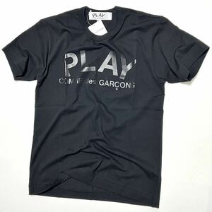 M 新品 コムデギャルソン プレイ ロゴ Tシャツ 完売品 レア ブラック PLAY COMME des GARCONS ギャルソン ロゴＴ 黒 LOGO 半袖 TEE CDG