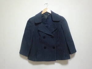 TALBOTS タルボット ストライプ ダブル テーラード ジャケット コットン混 レディース 婦人服 トップス ネイビー系 size:6P