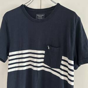 Abercrombie&Fitch アバクロンビー&フィッチ ポケットTシャツ S ポケT ボーダー ネイビー