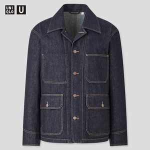 新品未使用 UNIQLO U ユニクロU デニム ワーク ジャケット S NAVY 2020AW 定価7689円 元 エルメスHERMES デザイナー ルメール カバーオール