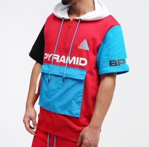 日本未入荷 BLACKPYRAMID【S】 ブラックピラミッド 半袖 ハーフジッパー プルオーバー パーカー 赤 クレイジーカラー クリスブラウン