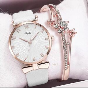 レディース腕時計 腕時計 シンプル ホワイト 白 ブレスレット セットレディースウォッチ