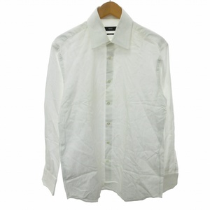 ヒューゴボス HUGO BOSS シャドーストライプシャツ カジュアルシャツ 長袖 白 ホワイト 39 約S-Mサイズ 0325 ■GY31 メンズ
