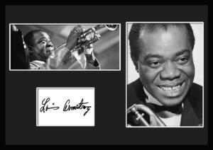 10種類!Louis Armstrong/ルイ・アームストロング/ジャズ/サッチモ/サインプリント&証明書付きフレーム/BW/モノクロ/ディスプレイ(7-3W)