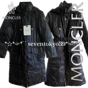 【初売り】新入荷 本物 新品 7361715 MONCLER モンクレール/サイズ00/大人気 ECBALIE ロングダウンコート 脱着フード 金ロゴ ベルト付