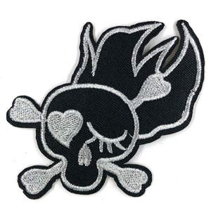 スカルモチーフ パッチ Skull Iron Patch バイカー ワッペン アウトロー 骸骨 髑髏 ドクロ Outlaw Biker