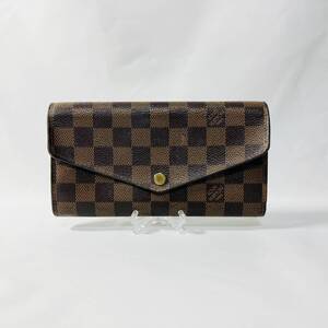 【美品】 Louis Vuitton ルイヴィトン ポルトフォイユ サラ ダミエ エベヌ ブラウン レザー 長財布 レディース N63209