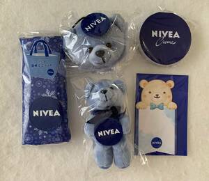 ニベア グッズ ミニトート くまちゃんマスコット おかおマスコット ダイカットメモ イラスト付箋 / NIVEA 非売品 未開封