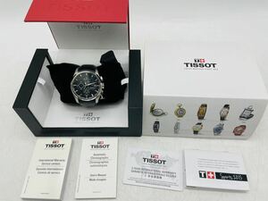 【中古】TISSOT ティソ T035627 A クチュリエ 自動巻 クロノグラフ 腕時計 黒文字盤 革ベルト メンズ 動作品 外箱 2016年 DM0724M