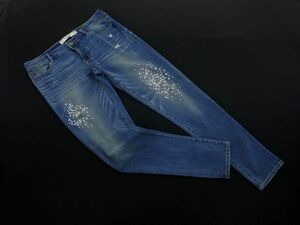 Abercrombie & Fitch アバクロンビー＆フィッチ ダメージ加工 ビジュー スキニー デニムパンツ size30/紺 ■■ ☆ efb1 レディース