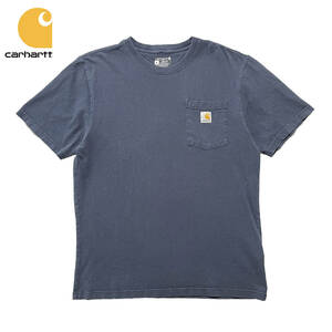 USA 古着 Tシャツ カーハート ポケT ルーズフィット ロゴ ネイビー 紺色 Carhartt メンズM BA3089