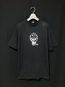 紺タグ メキシコ製◆STUSSY ステューシー 半袖Tシャツ スカル ジェイソン L　