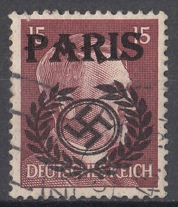ドイツ第三帝国占領地 普通ヒトラー(PARIS)加刷切手 15pf