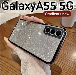 GalaxyA55 用 ケース　ブラック　　メタリック　ラメ　可愛い