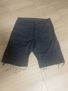 【中古】濃灰 uniform experiment DRIPPING CUT OFF SHORTS UE-170064 charcoalgrey カットオフ ショーツ ユニフォームエクスペリメント 