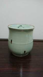 水指 茶道具 青磁 箱無 茶事 茶器 茶具 青瓷 陶器 日本製 二代 諏訪 蘇山 造 飛青磁