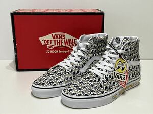 VANS(バンズ)×MOONEYES(ムーンアイズ)コラボ/ハイカット スニーカー/Sk8-Hi/MOON Equipped(イクイップ)/白×イエロー/26.0cm