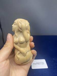 【実物 裸婦】 裸婦像 置物 大迫力 彫刻 女性 手作り 木彫り 細密彫刻 美術工芸品
