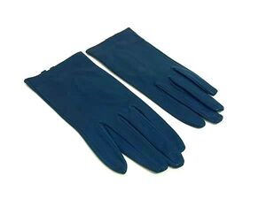 ■美品■ Sermoneta gloves セルモネータグローブス レザー 手袋 グローブ 防寒具 表記サイズ 6 1/2 ターコイズブルー系 DF3859