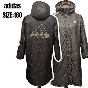 adidas アディダス ベンチコート 160 ブラック 防寒　ロングコート　