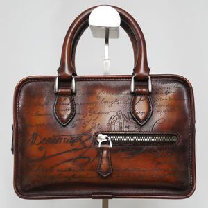 【極美品 現行】BERLUTI ベルルッティ フルカリグラフィ アンジュール ガリバー スクリットレザー ハンドバッグ トートバッグ ブラウン