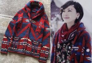 美しいカラー配色 新垣結衣さん着 ★ RALPH LAUREN SPORT ★ ラルフローレンスポーツ ホリデー 雪柄 ネイティブ柄 ニット カーディガン XS