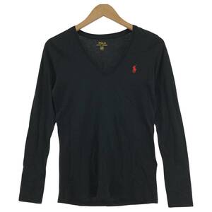 POLO RALPH LAURENポロ ラルフローレン Vネック　 長袖Ｔシャツ sizeS/ブラック