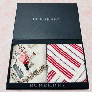 新品/2枚/BURBERRY/女の子/大判ハンカチ/正規品/綿100%/未使用/即決/匿名発送/バーバリー/ノバチェック/女性/タオルハンカチ/犬イヌ/箱あり