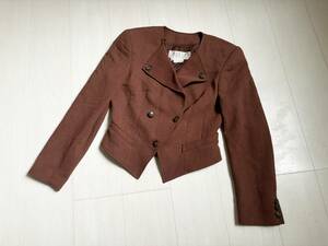 美品 レア 80’S VINTAGE ビンテージ OLD オールド GUCCI グッチ ジャケット ダブル 変形 ウール 38 ブラウン 茶 WOOL DOUBLE JACKET △6