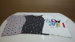 E486-1240000 VIGOSS キッズ Tシャツ 3枚 ライトグレー グレー ミント US/10/12 JP/130-140 星 チョウ 蝶 かわいい 女の子 半袖