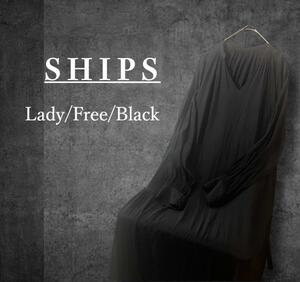 SHIPS　シップス　カッセンキーネックワンピース ブラック