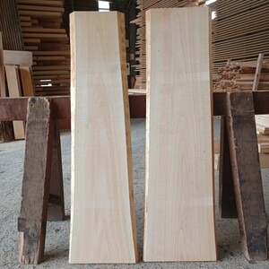 A-1762 　国産ひのき　耳付板　2枚セット　テーブル　棚板　看板　一枚板　無垢材　桧　檜　DIY