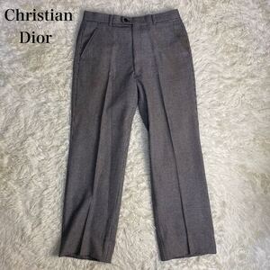 Christian Dior クリスチャンディオール　スラックス　パンツ　ウエスト85 千鳥柄　グレー　ウール　ヴィンテージ　MONSIEUR PRET A PORTER