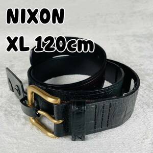 新品未使用 ニクソン ベルト NIXON DNA BELT レザー ブラック XL 120cm 3.5cm