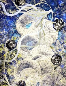 【波龍】　龍神エネルギーアート縁起物　一筆龍　絵画 FUJIKO　置物　龍　隕石　開運