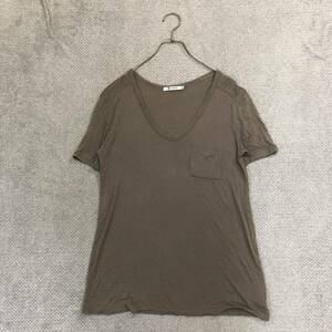 1円スタート!（2）ALEXANDER WANG アレクサンダーラング 半袖Tシャツ Vネックカットソー サイズXS カーキ アローズ メンズ トップス 最落無