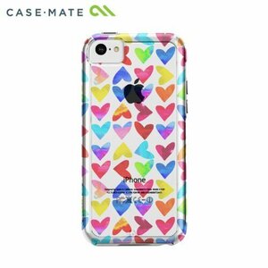 即決・送料込)【クリア ボディ+TPUバンパー二重構造】Case-Mate iPhone5c ハイブリッド タフ ネイキッド プリント ケース ハート