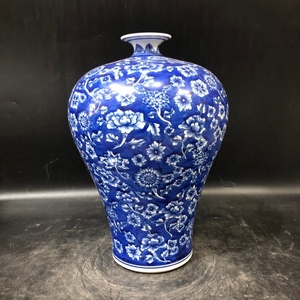 多宝閣 ■ 195897 中国磁器 中国骨董【清朝梅花瓶】工芸品 施釉陶 陶芸 置物 收藏品 孤品