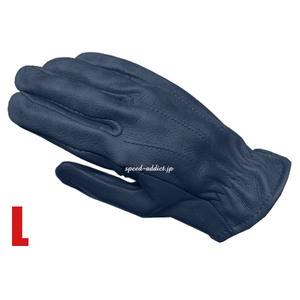 SULLIVAN GLOVE SHORTY VINTAGE NAVY L/サリバングローブ紺ネイビー裏地なし鹿革ディアスキン本革バイク用レザーグローブ定番春用夏用秋用