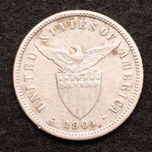 [令和コイン]アメリカ領フィリピン 10センタボ銀貨（1904）2.6924 g, 18 mm[E5548]