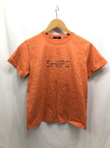 SHIPS 半袖 Tシャツ ロゴ刺繍 レディース S オレンジ シップス 24092302