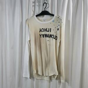 2008AW yohji yamamoto pour homme ヨウジロゴ入り袖切り替えカットソー　(HM-T12-963)