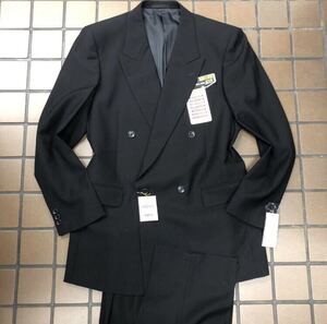 新品☆真っ黒【Y8 3L相当★高級 礼服】4Bダブルスーツ メンズスーツ ブラックフォーマル 冠婚葬祭 喪服 セットアップ アジャスター付き