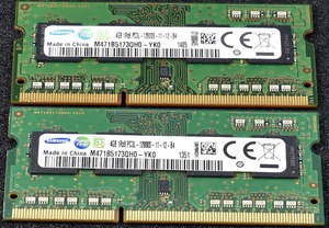 4GB 2枚組 (合計 8GB) PC3L-12800S DDR3-1600 S.O.DIMM 204pin 1Rx8 Samsung (動作確認済 memtest86+) (管:EN22