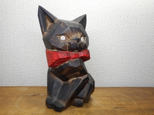 昭和レトロ　黒猫　貯金箱　ネコ　猫　陶器　置物　ビンテージ　陶器製