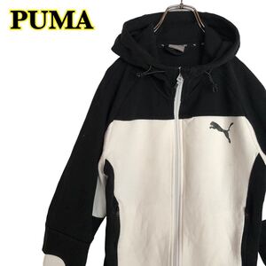 PUMA プーマ ジップアップ ジャケット　切替デザイン　白黒　Sサイズ　【AY0693】